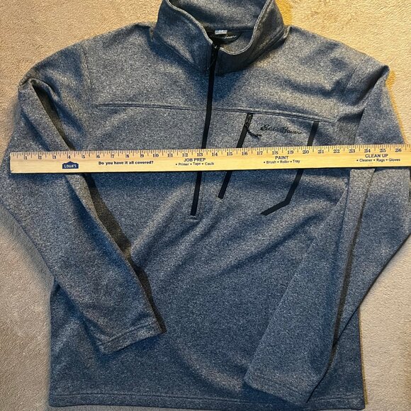 Eddie Bauer Men Large Heather Gray Black First Ascent 1/4 Zip Fleece Pullover - Picture 5 of 6